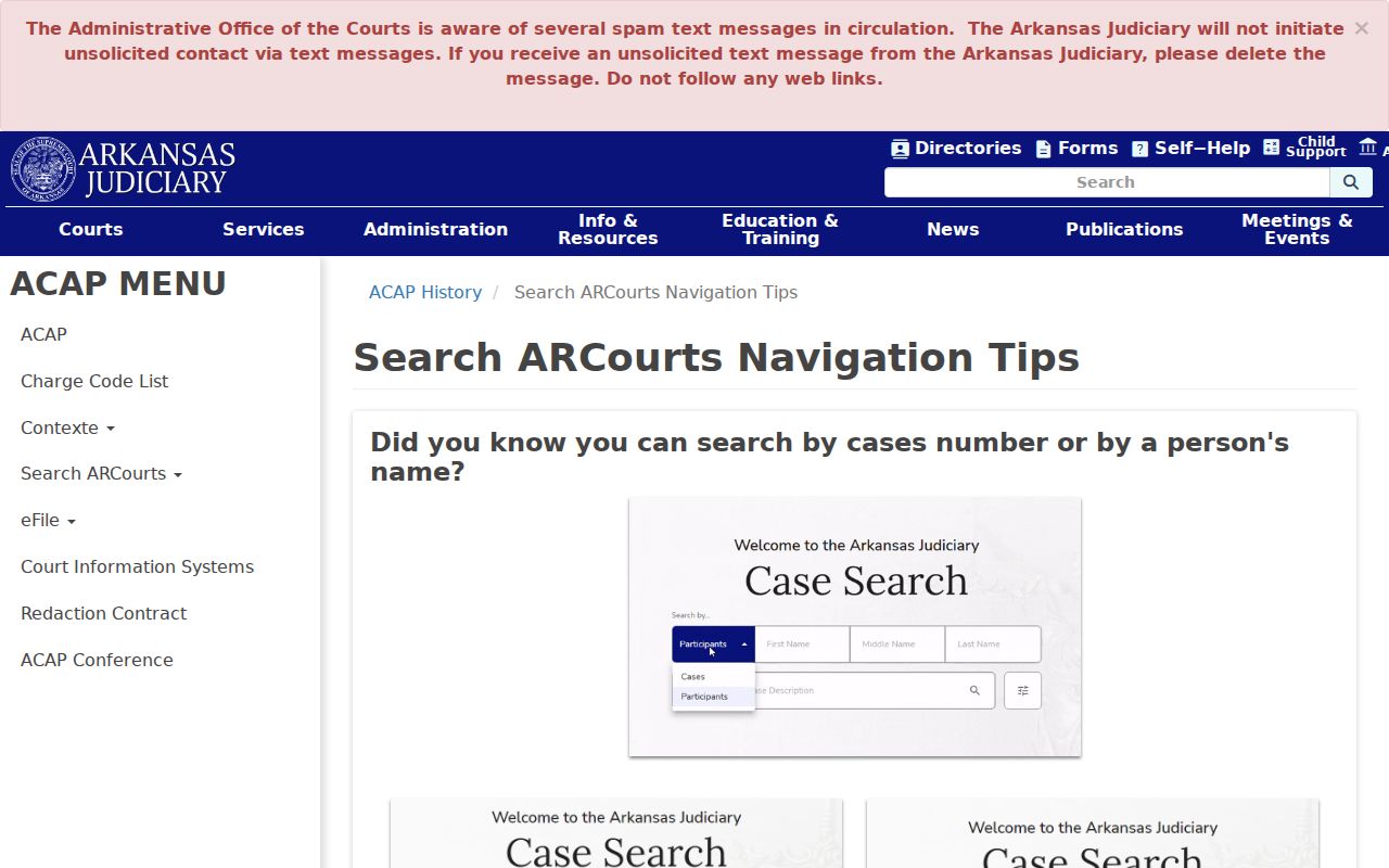 Official filter tips for a Franklin County docket search