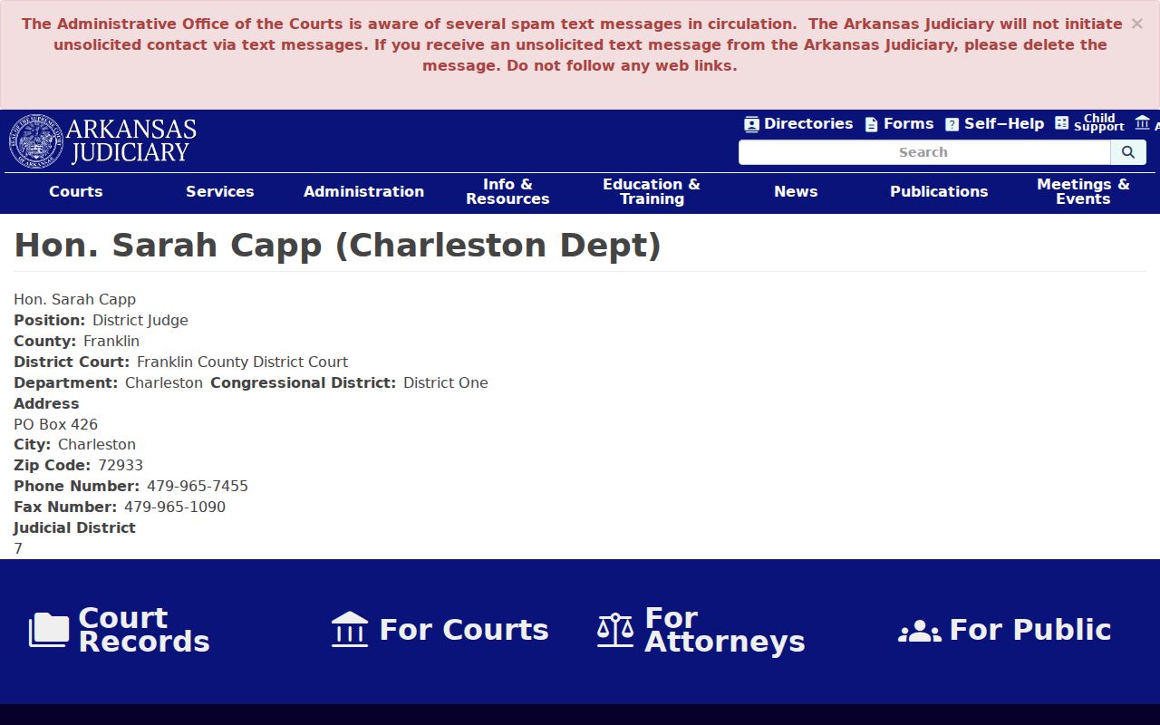 Franklin County criminal docket listing for the Charleston Department